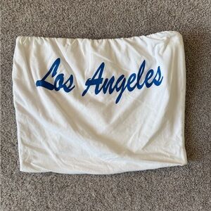 White Tube Top with Blue Los Angeles Print